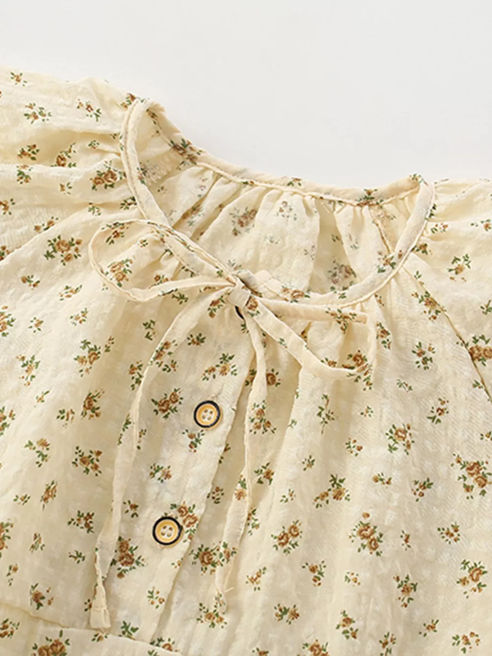 Children's Vintage Floral Print Puff Sleeve Dress, image 5