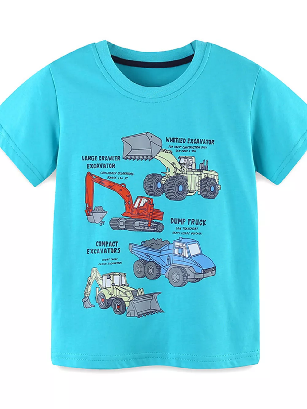 Children's Excavator Print Round Neck T-Shirt, image 2