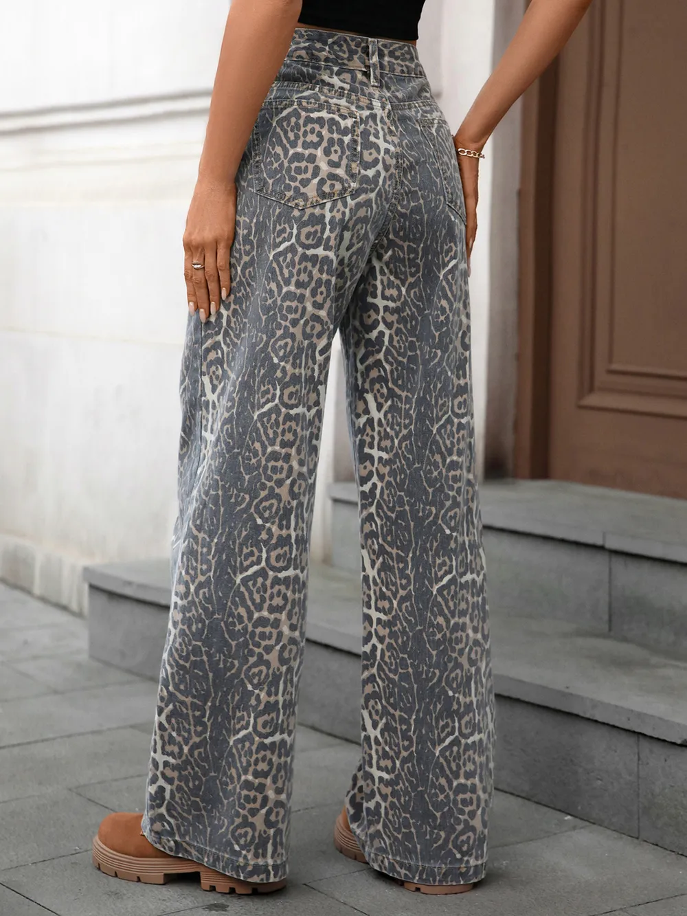 Leopard Wide Leg Jeans, image 5