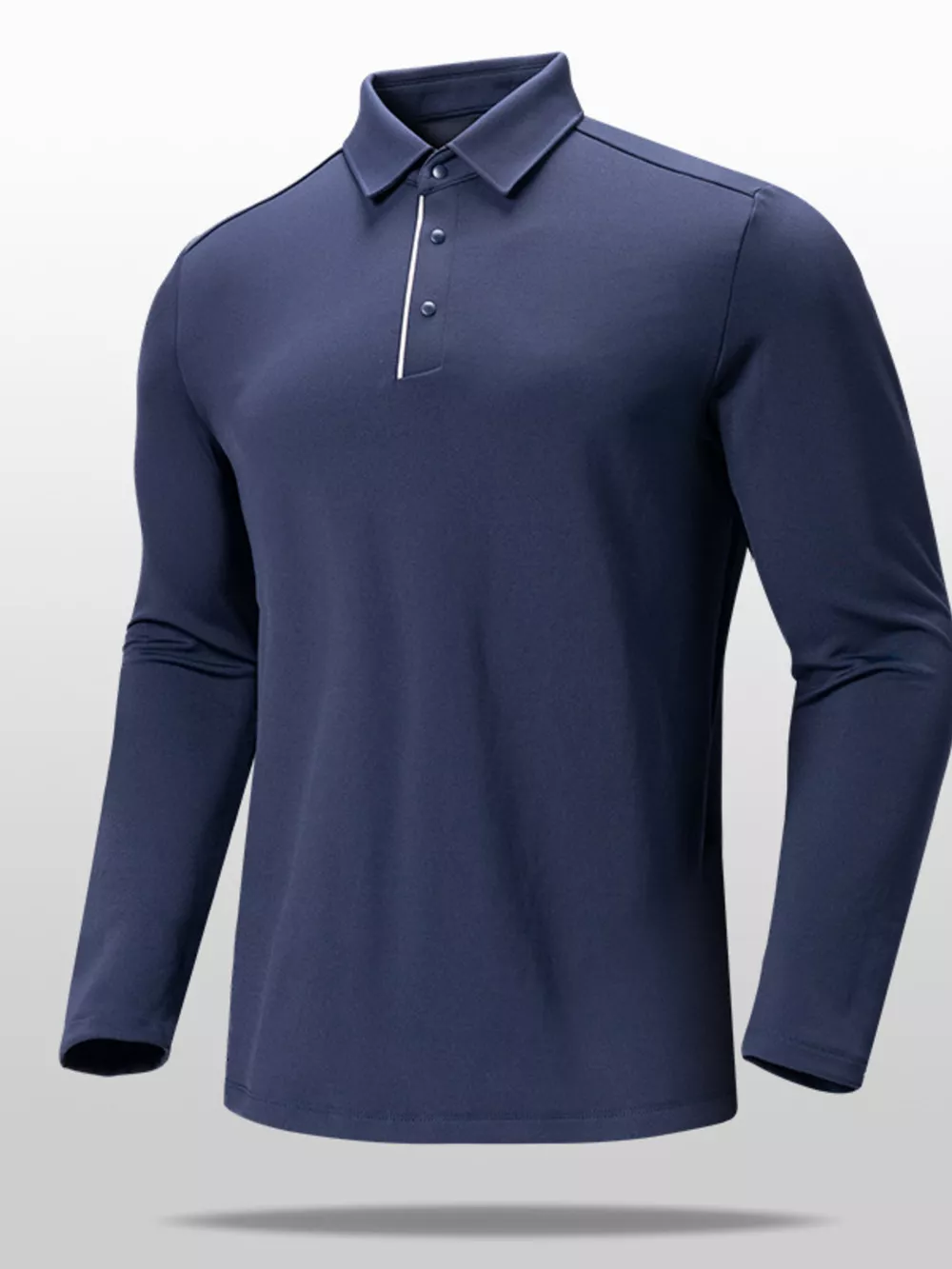 Men's Plus Size Long Sleeve Slim Fit Polo Shirt, image 2