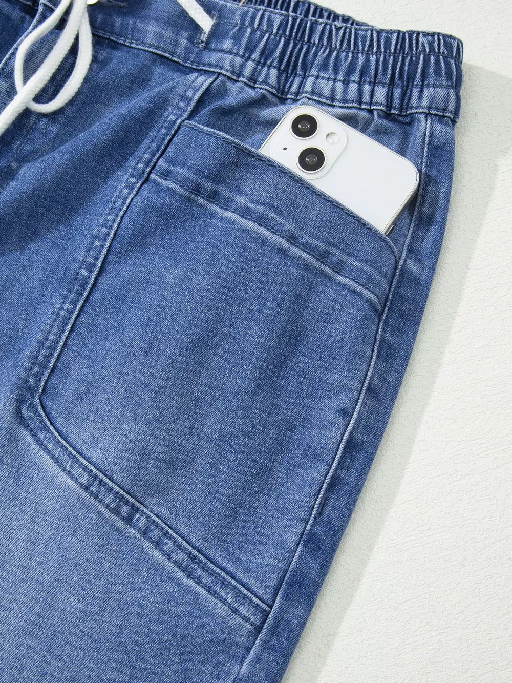 Drawstring Waist Ankle Length Casual Jeans Regular Fit Pocket Detail Jeans, image 7