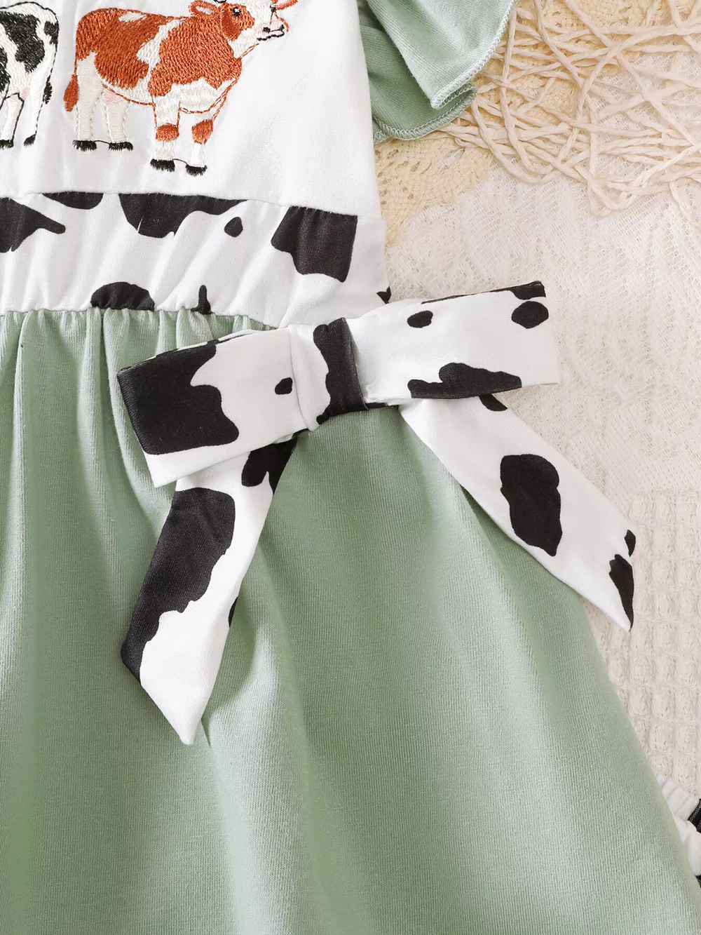Children's Cow Print Ruffle Sleeve Top and Shorts Set, image 6