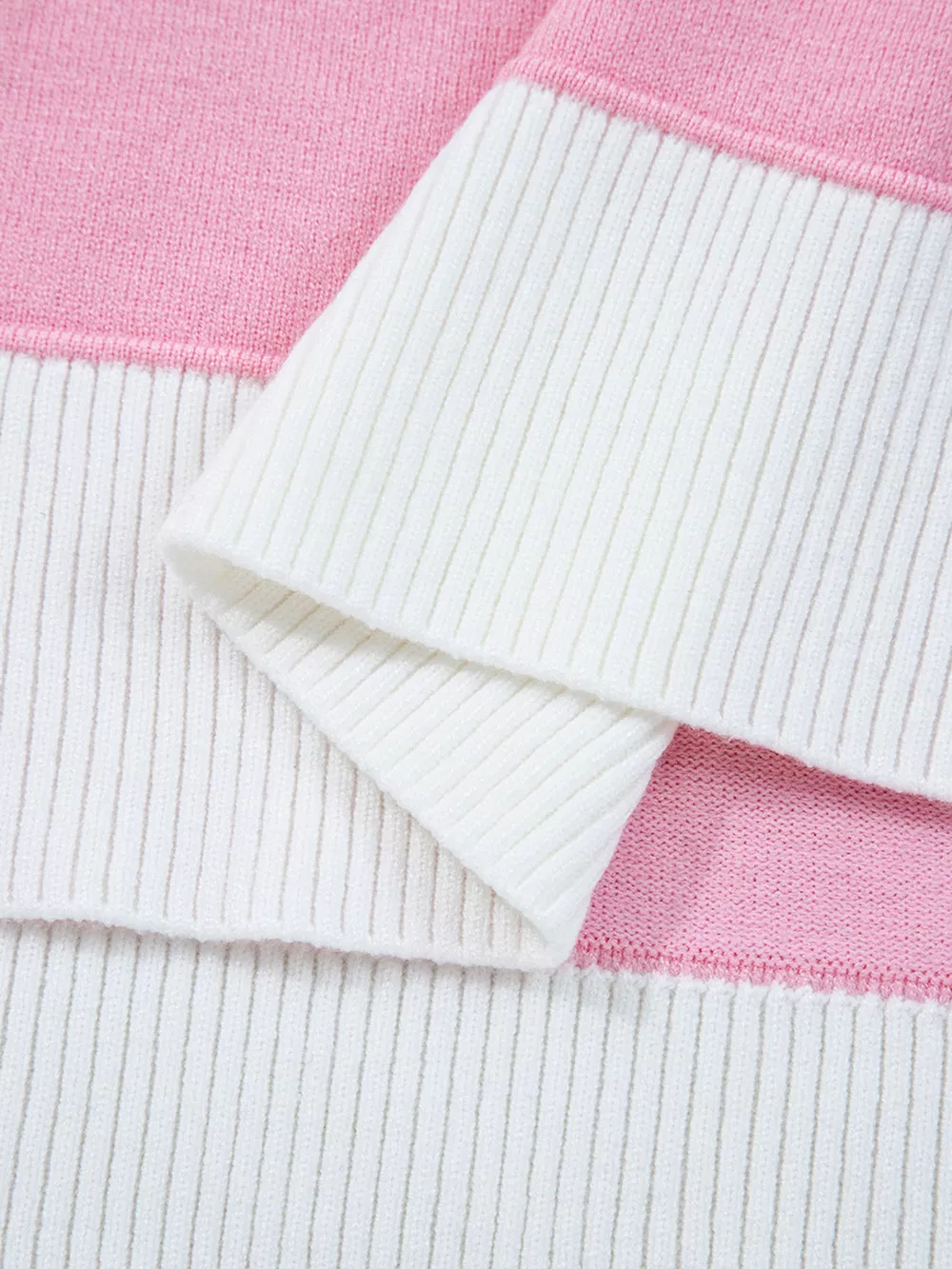 Contrasting Polo Collar Color Block Knit Drop Shoulder Sweater, image 9