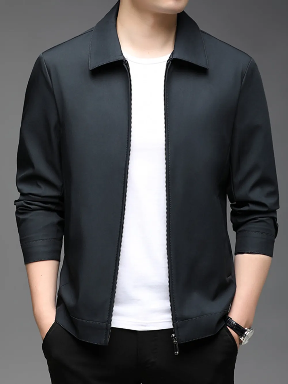 Men's Plus Size Zip-Up Casual Jacket, image 4