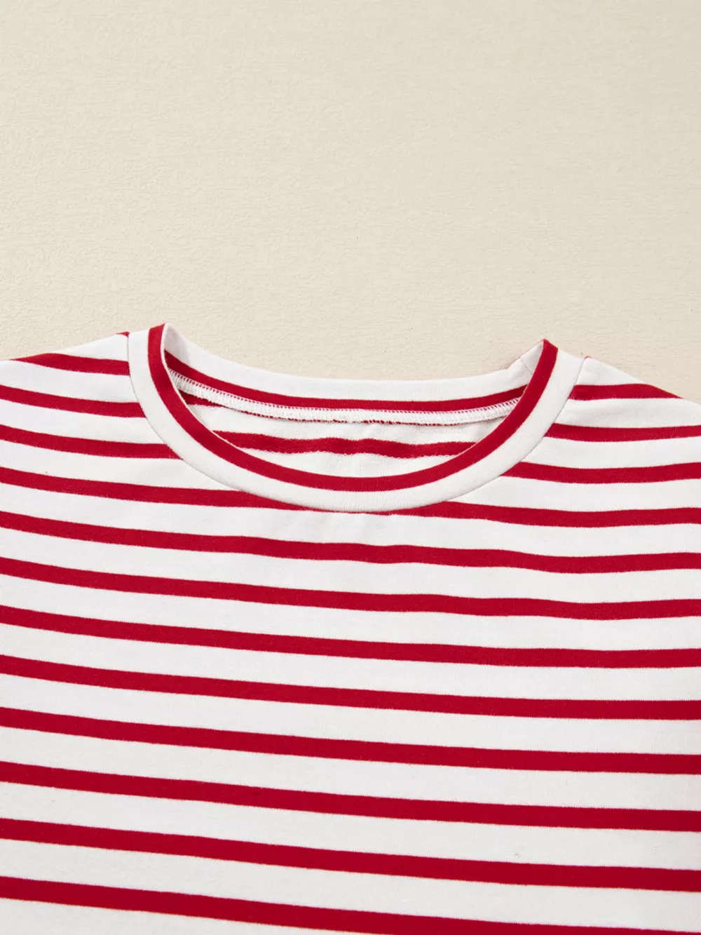 Stripe Round Neck Ruffle Trim Long Sleeve Top, image 8