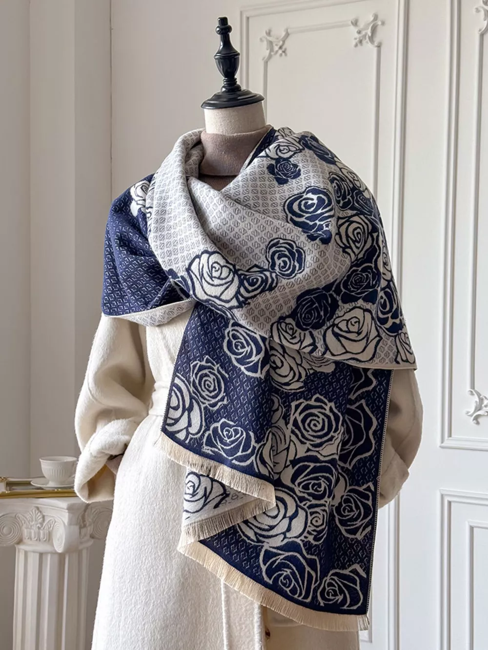 Rose Pattern Warm Scarf, image 6
