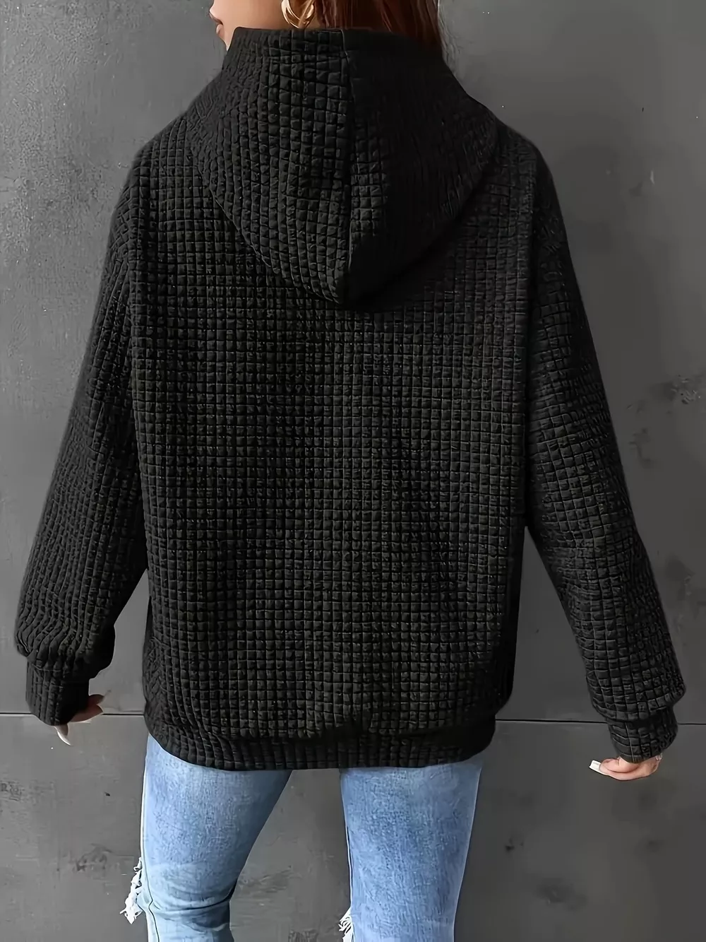 Textured Knit Drawstring Hoodie, image 26