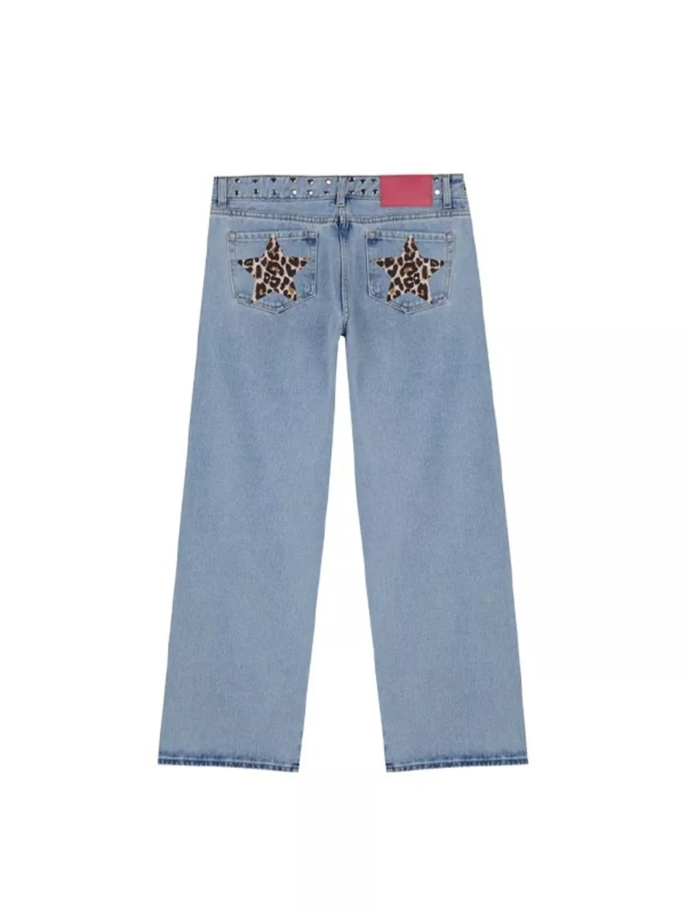 Leopard Star Patches Wide Leg Jeans, image 6
