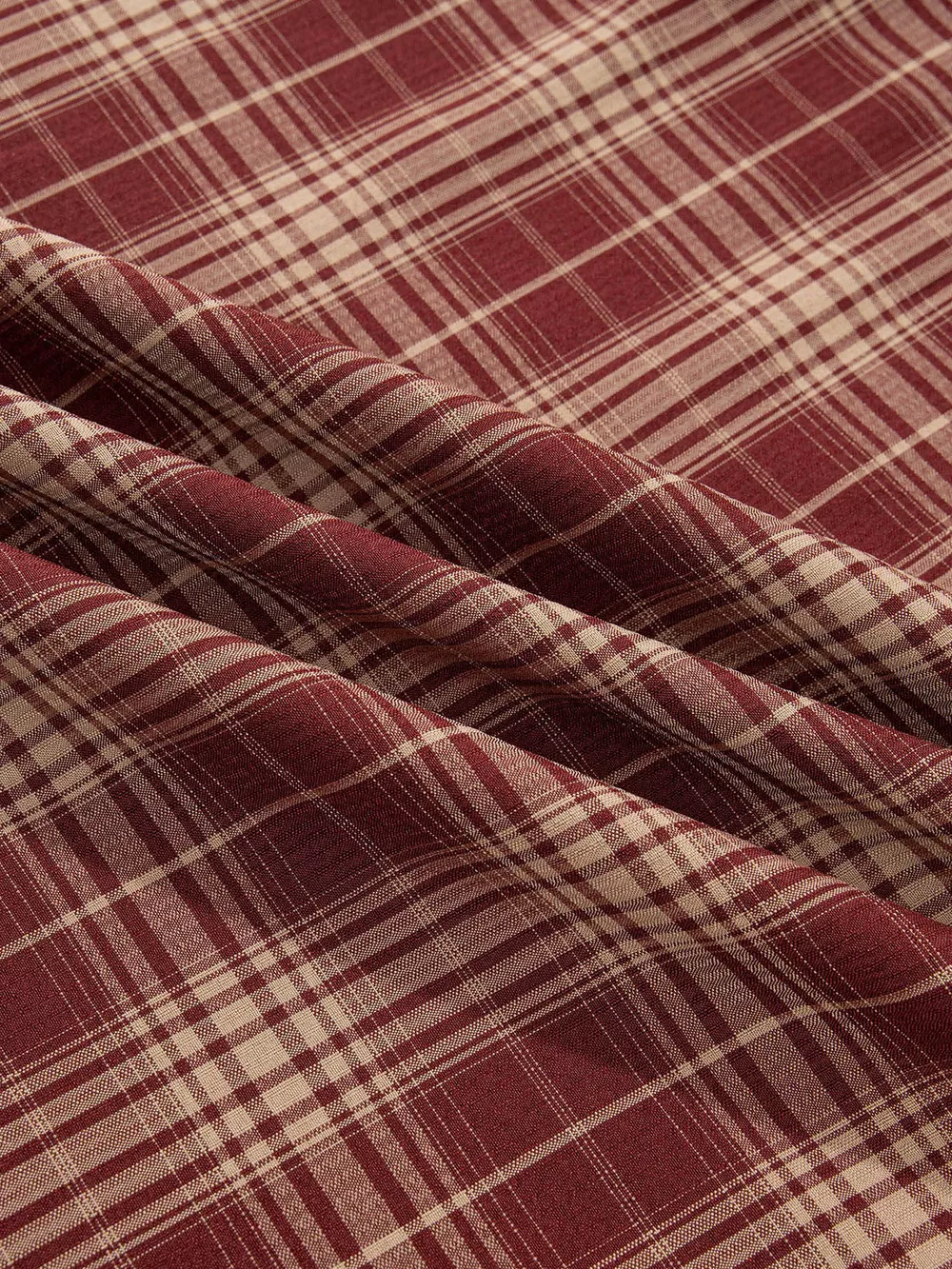 Plaid Knot Front Smocked High Waist Midi Dress, image 13