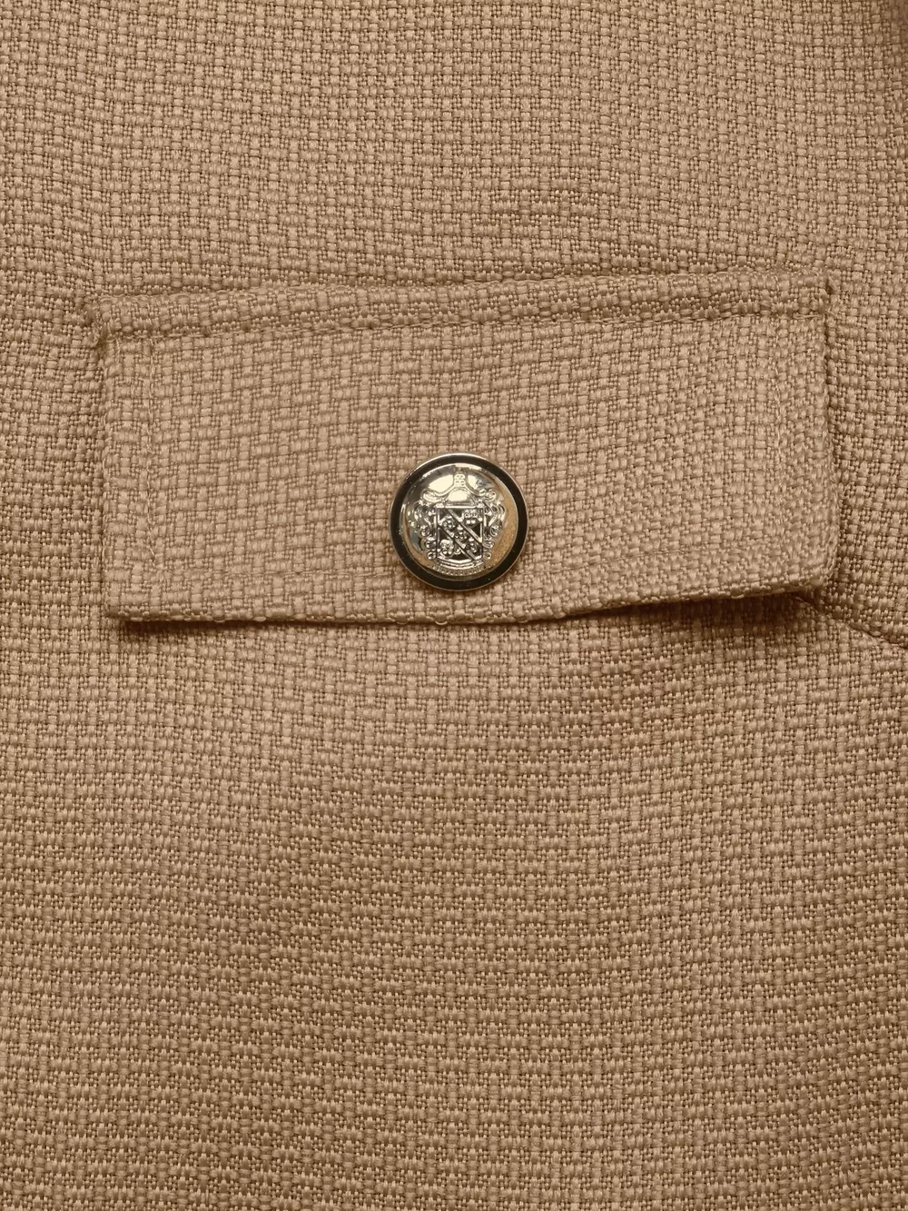 Textured Cropped Jacket with Gold-Tone Button, image 10