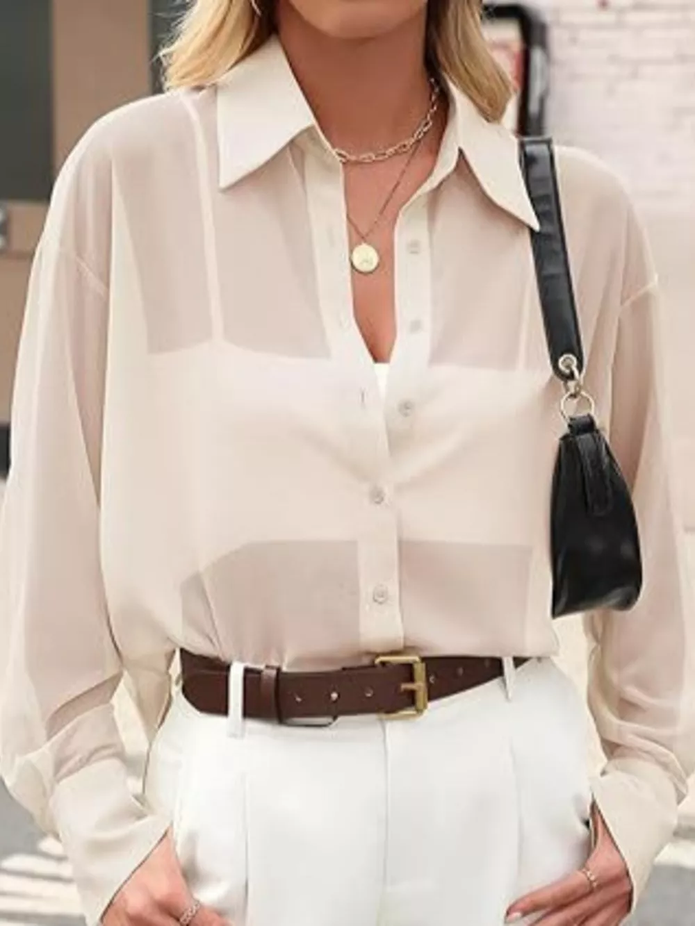 Elegant Sheer Long Sleeve Shirt, image 2