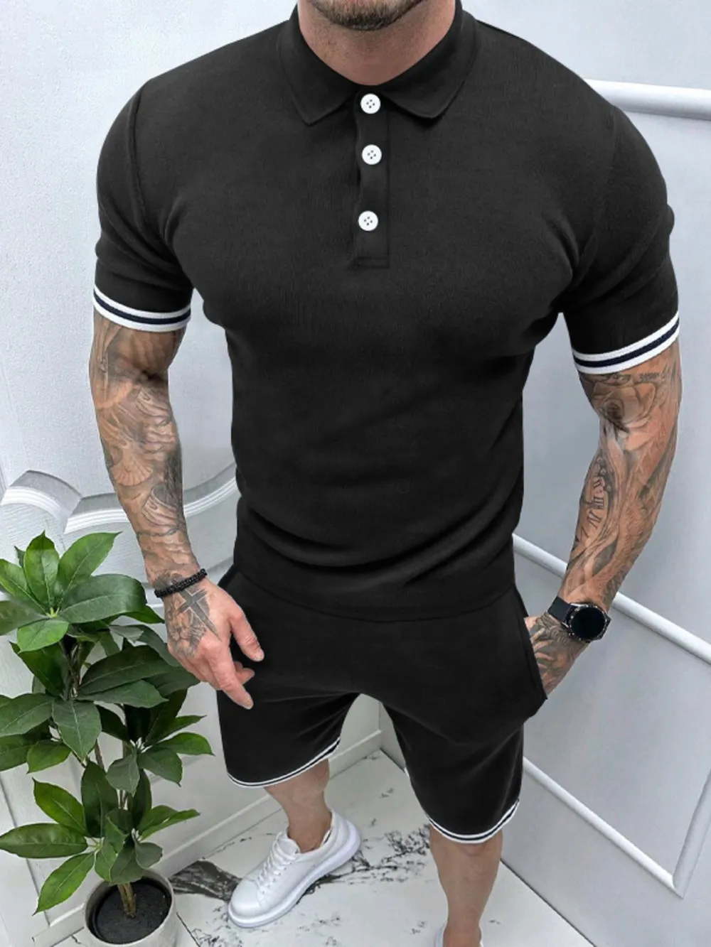 Men's Short Sleeve Polo and Shorts Set, image 4