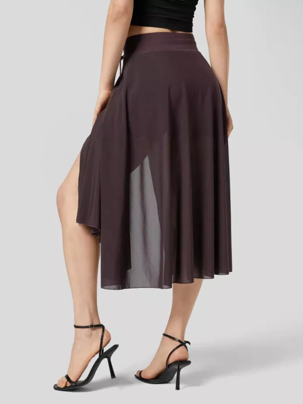 Slit Flowy Skirt with Shorts Liner, image 5