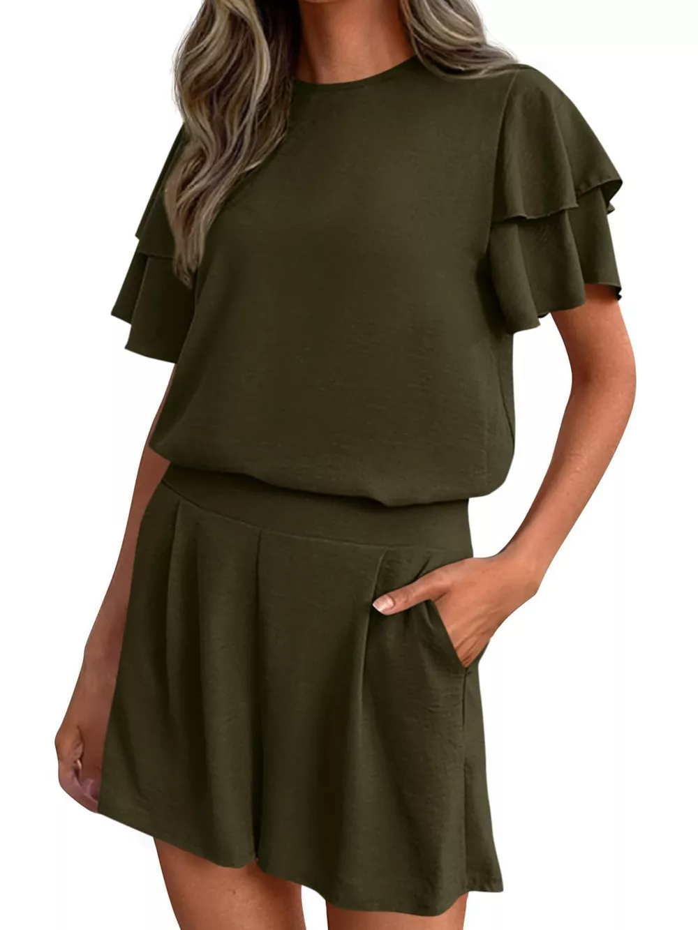 Ruffle Sleeve Top and Shorts Two-Piece Set, image 29