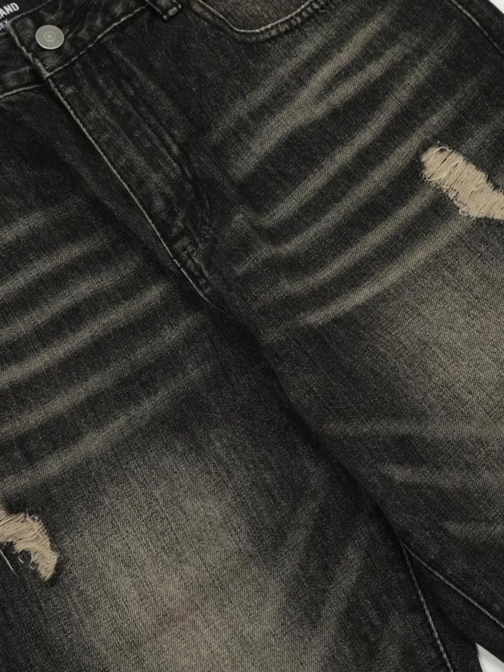 Men's Distressed Cat's Whisker Washed Bootcut Jeans, image 17