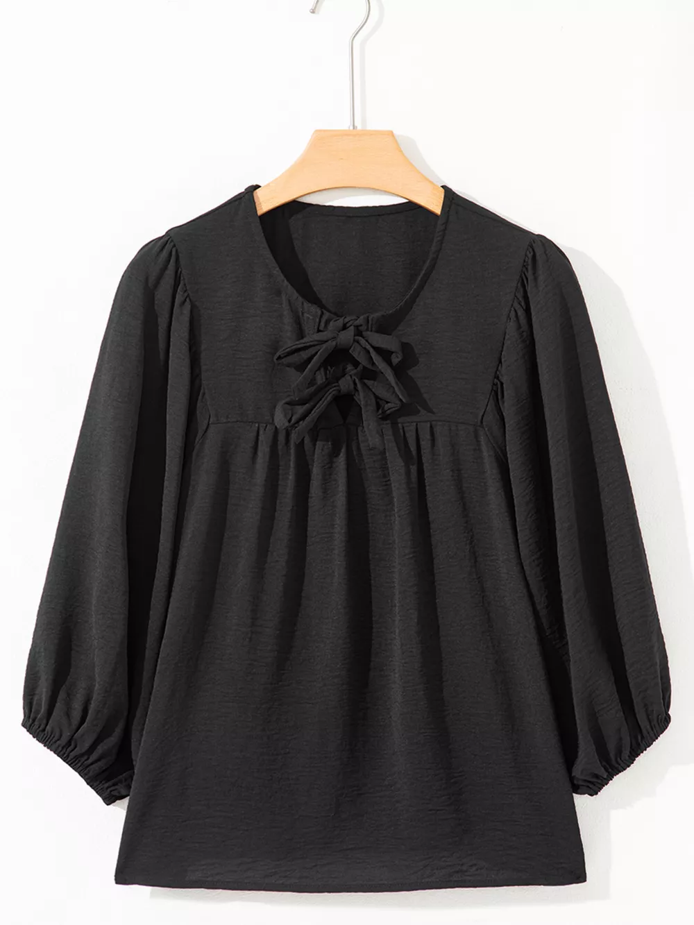 Bow Tie Neck 3/4 Sleeve Casual Blouse, image 8