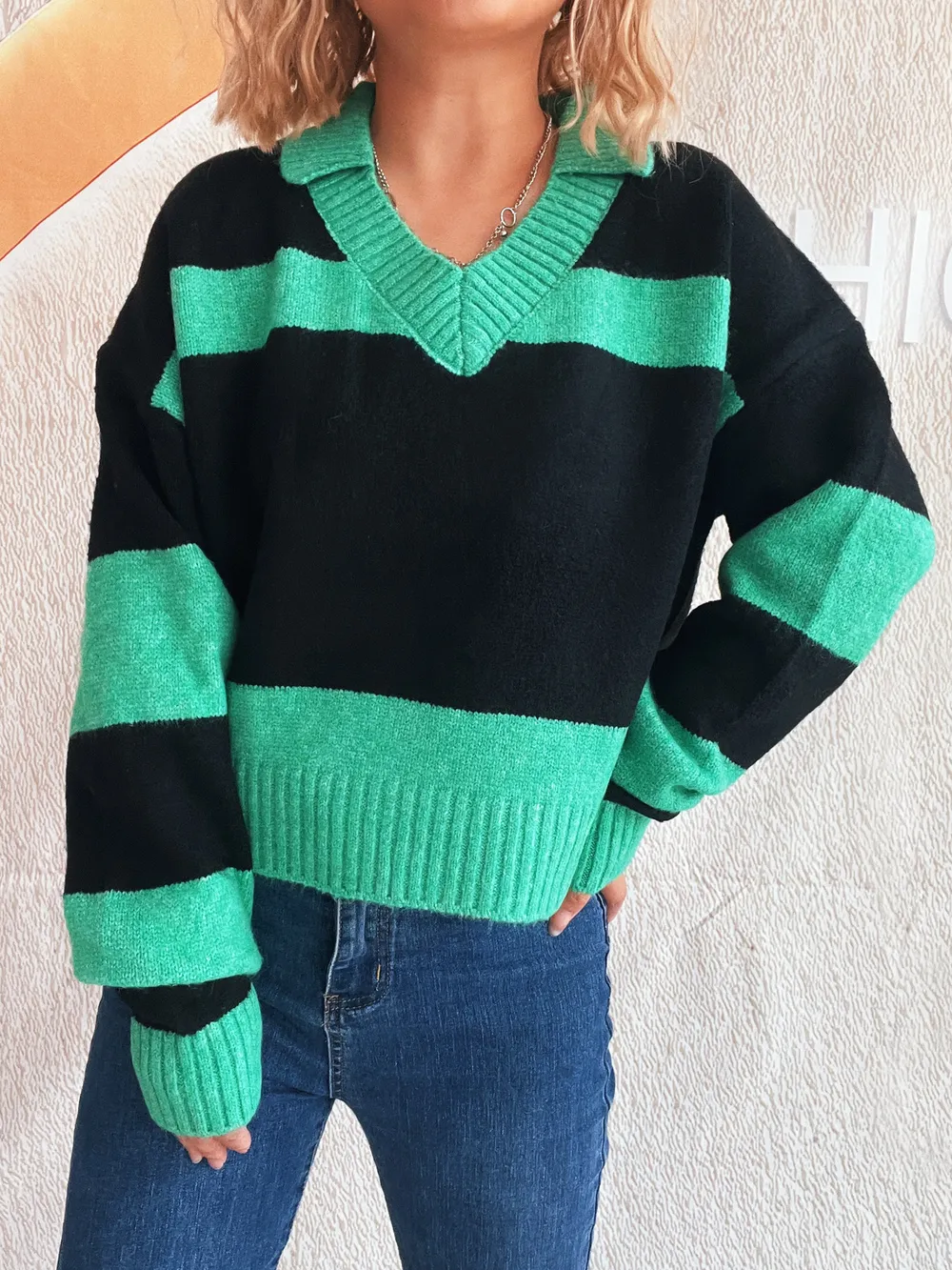 Color Block Long Sleeve Sweater, image 4