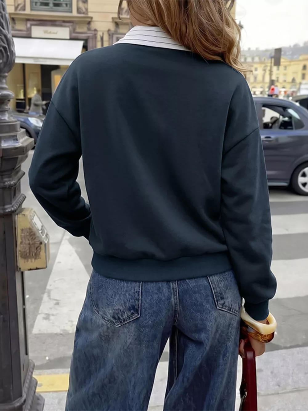Button Detail Dropped Shoulder Sweatshirt, image 8