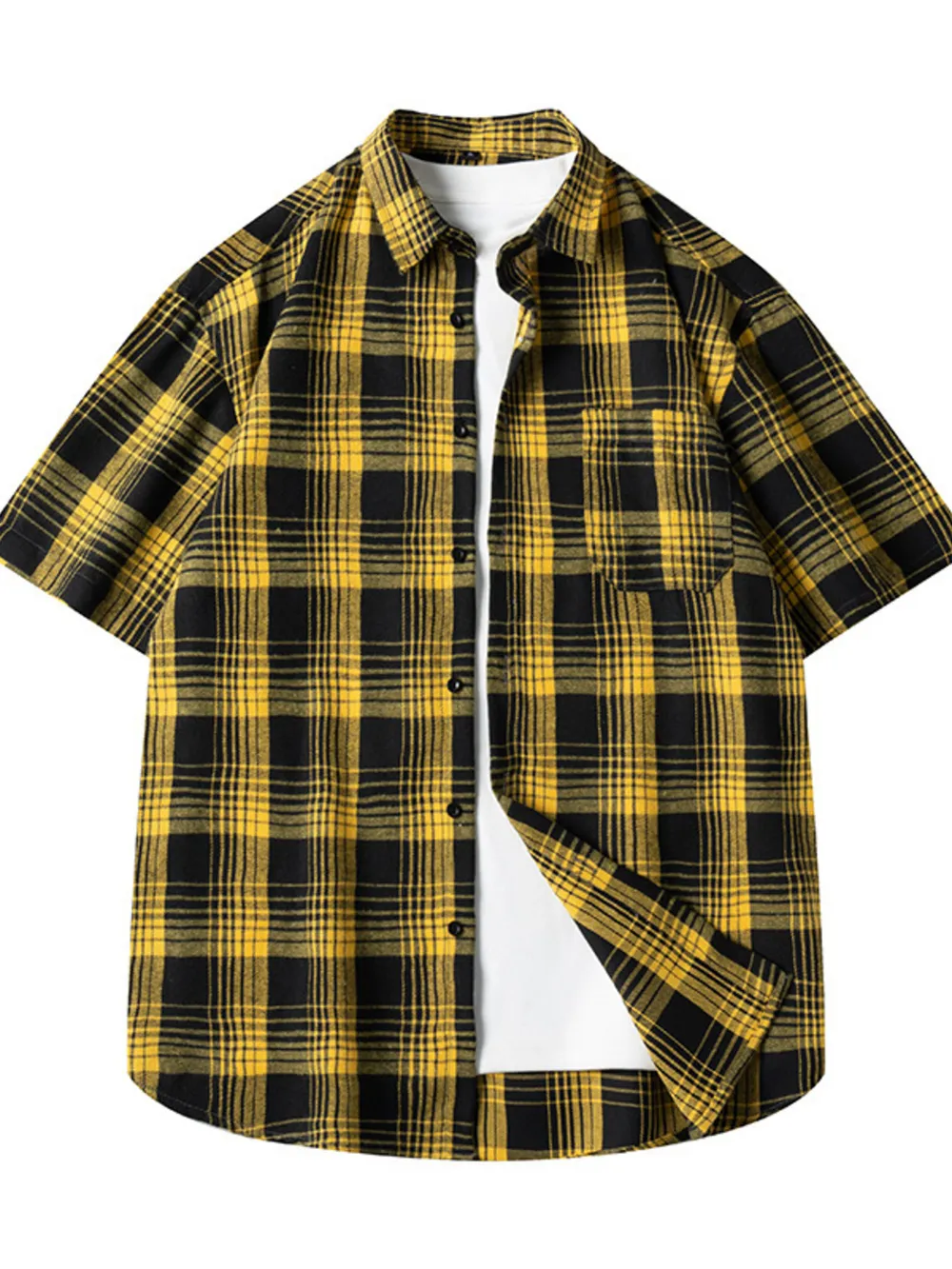 Men's Plus Size Casual Plaid Short Sleeve Shirt, image 2