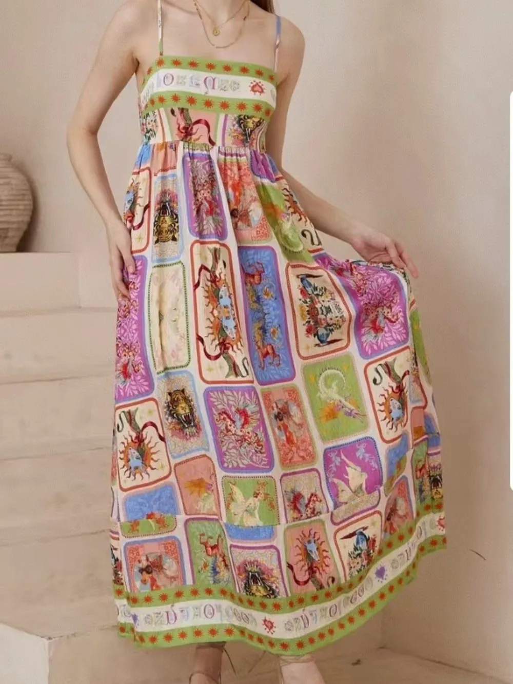 Printed Square Neck Cami Dress, image 3