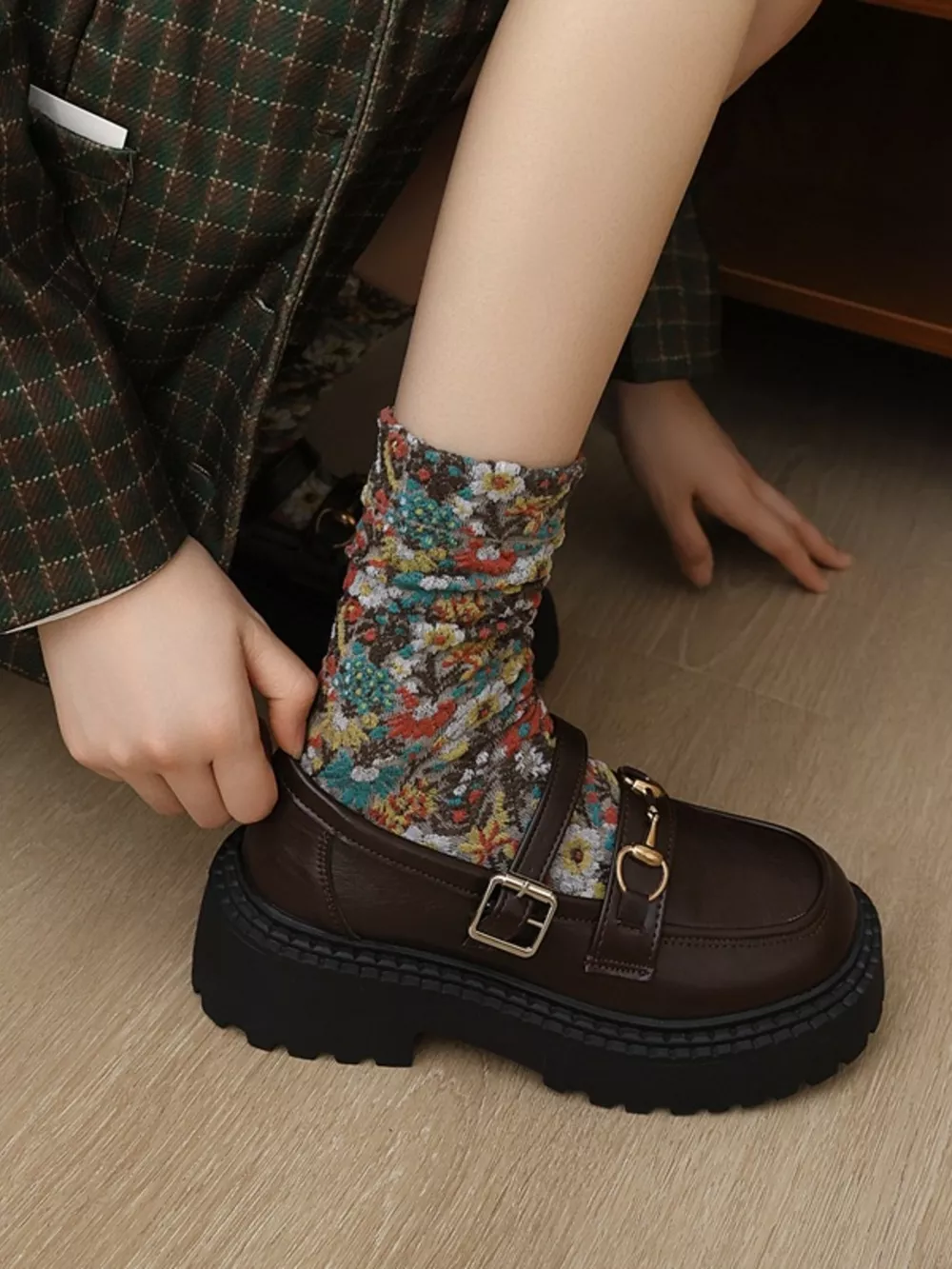 Floral Jacquard Textured Crew Socks Set, image 10