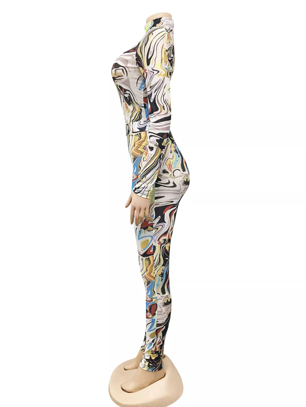 Abstract Swirl Print Top and Pants Set, image 7