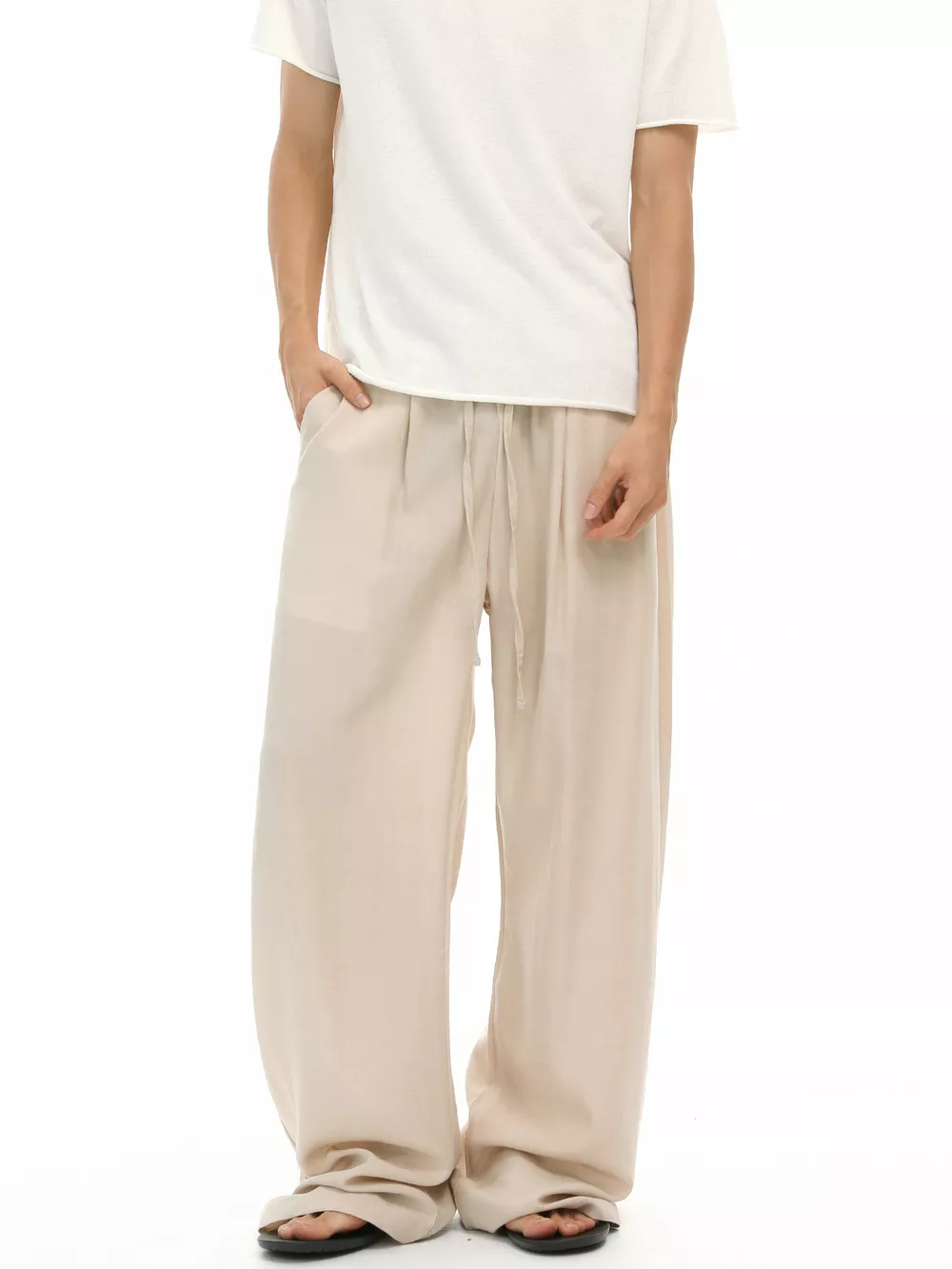 Men's Wide-Leg Drawstring Casual Pants, image 4