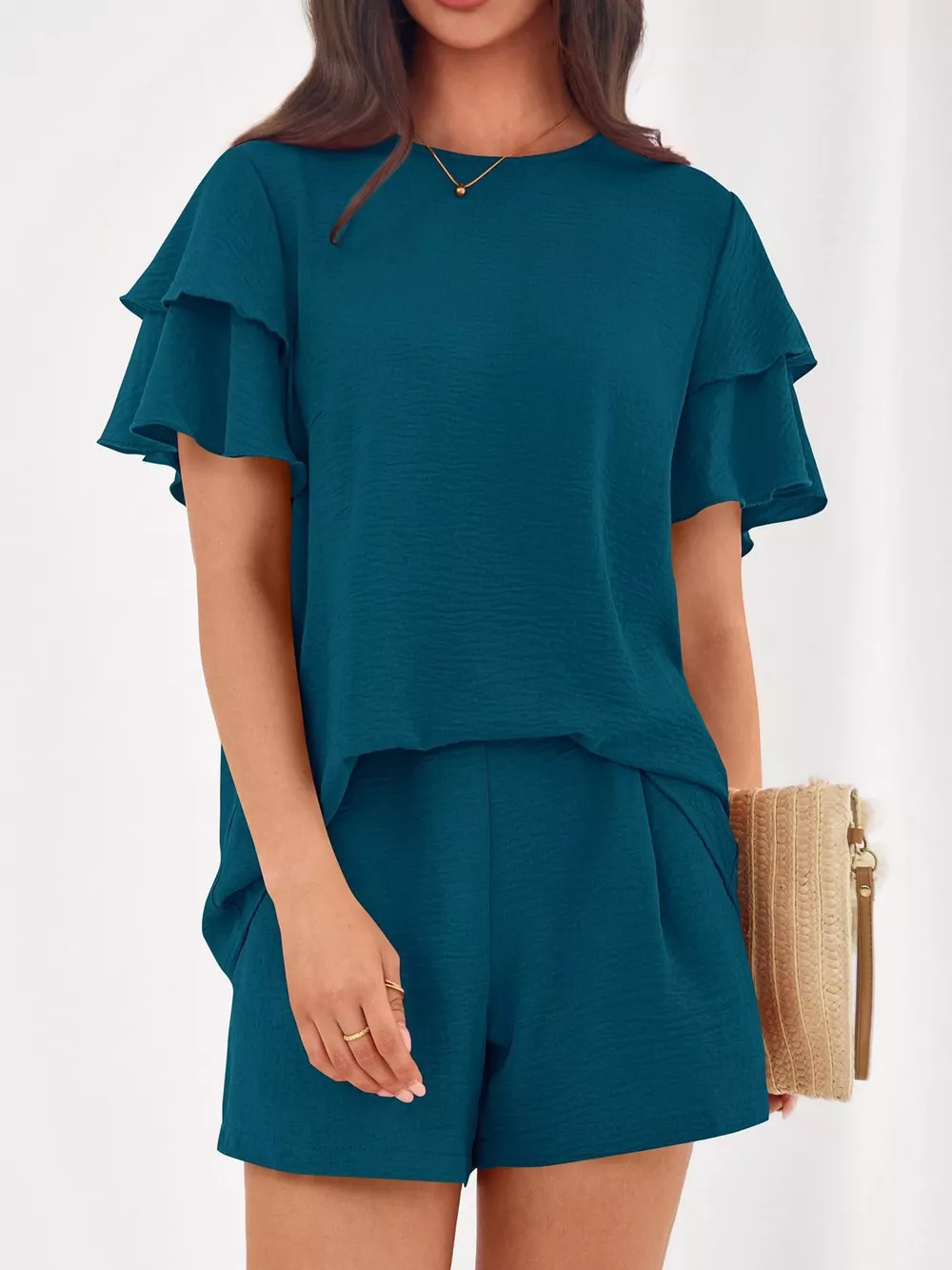 Ruffle Sleeve Top and Shorts Two-Piece Set, image 30