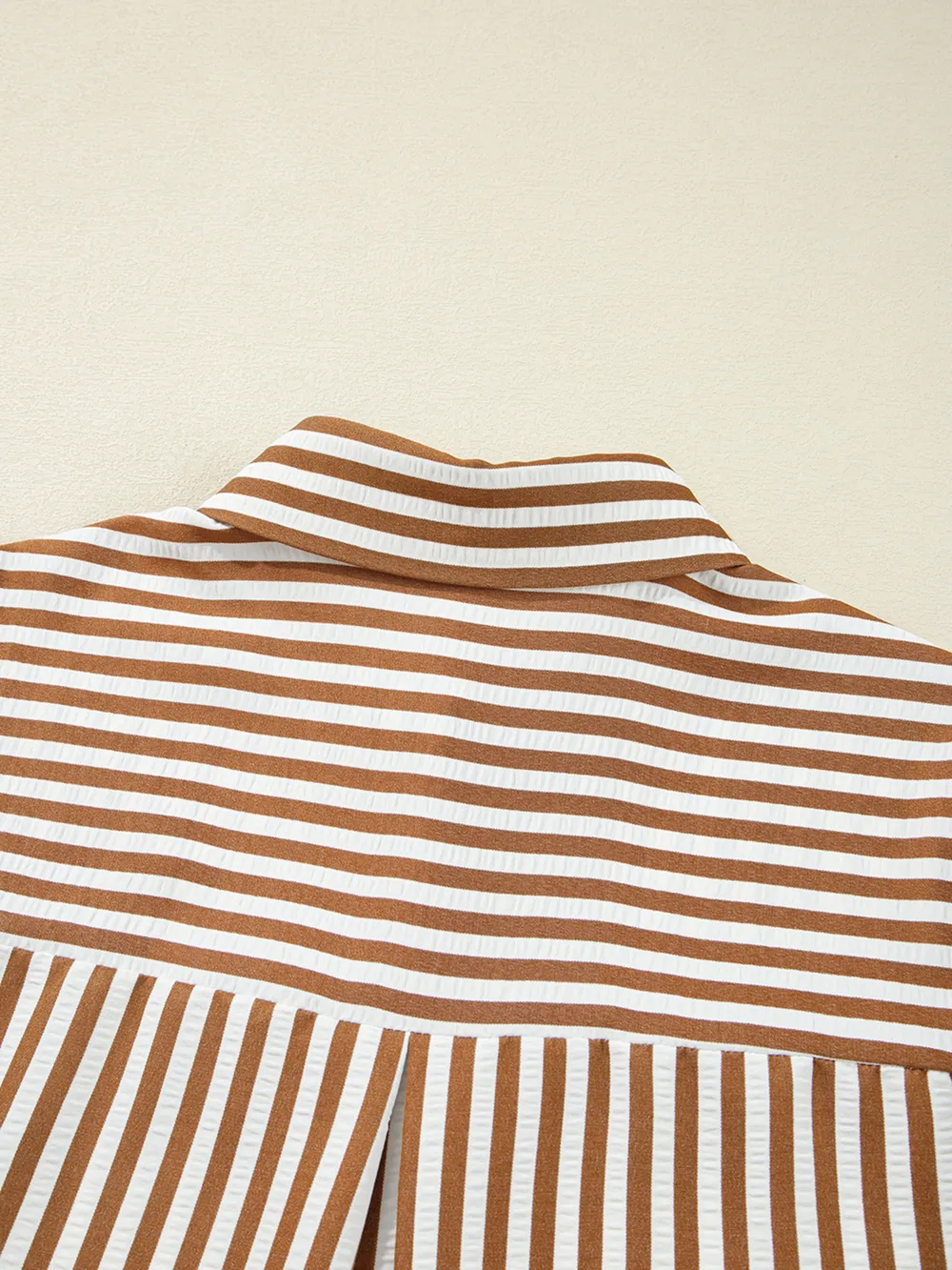 Stripe Ruffled Hem Collared Long Sleeve Shirt Mini Dress, image 7