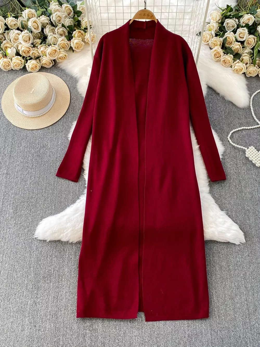 Round Neck Knitted Dress & Cardigan Set, image 9