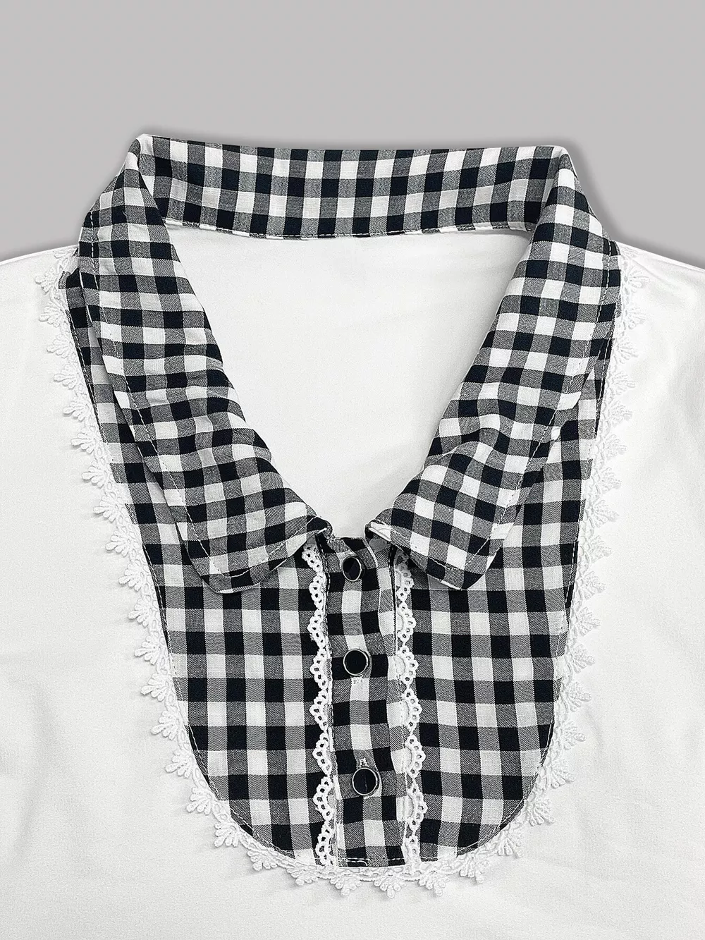 Gingham Collar Slim Fit Blouse, image 10