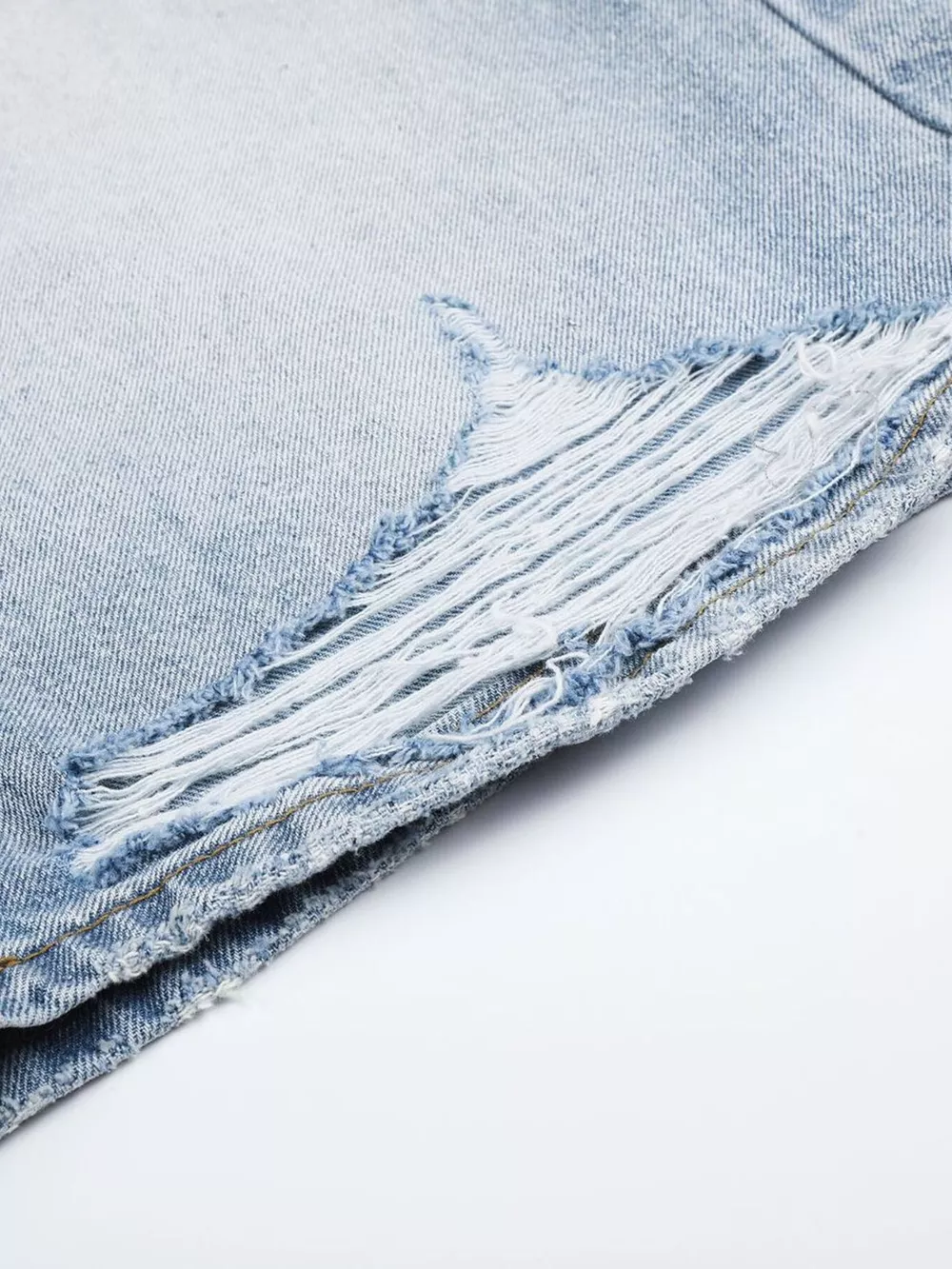 Men's High-Waisted Distressed Denim Capris, image 8