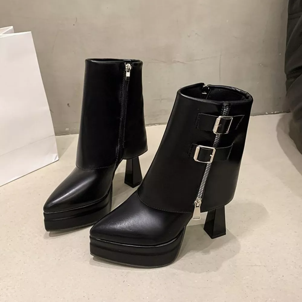 Point Toe Block Heels Boots, image 8