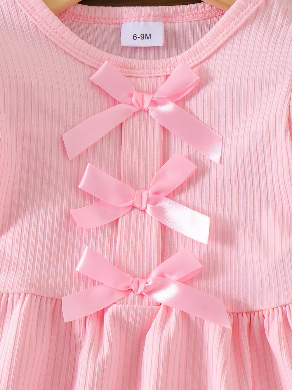 Children's Bow Ribbed Top and Shorts Set, image 3