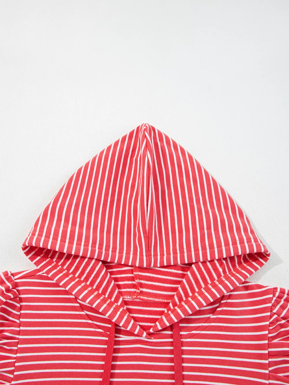 Striped Puff Sleeve Hoodie with Drawstring, image 11