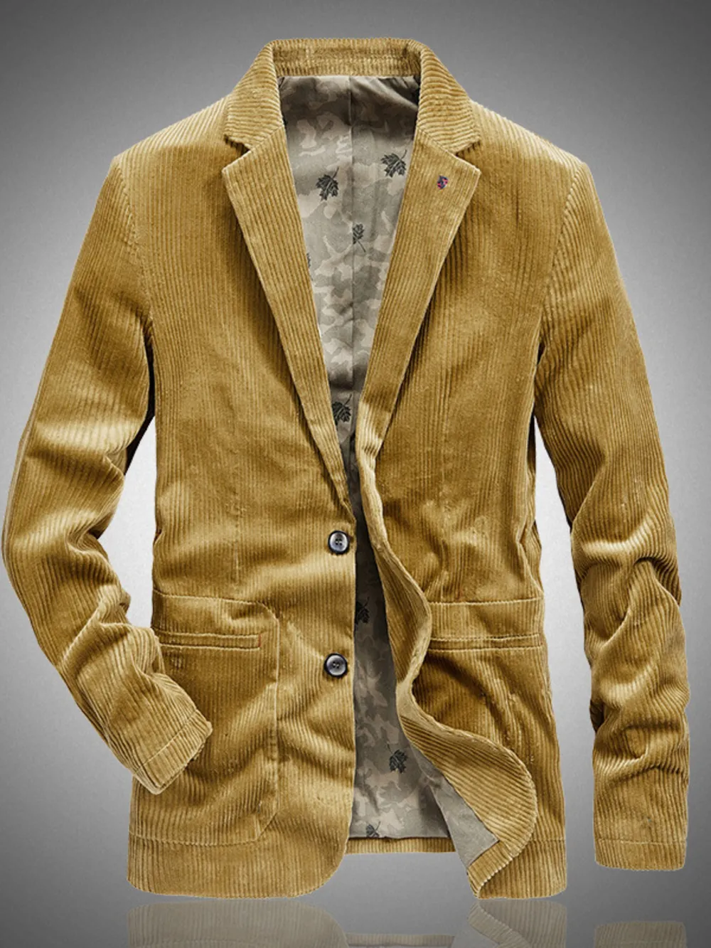 Men's Corduroy Button Up Casual Blazer, image 2