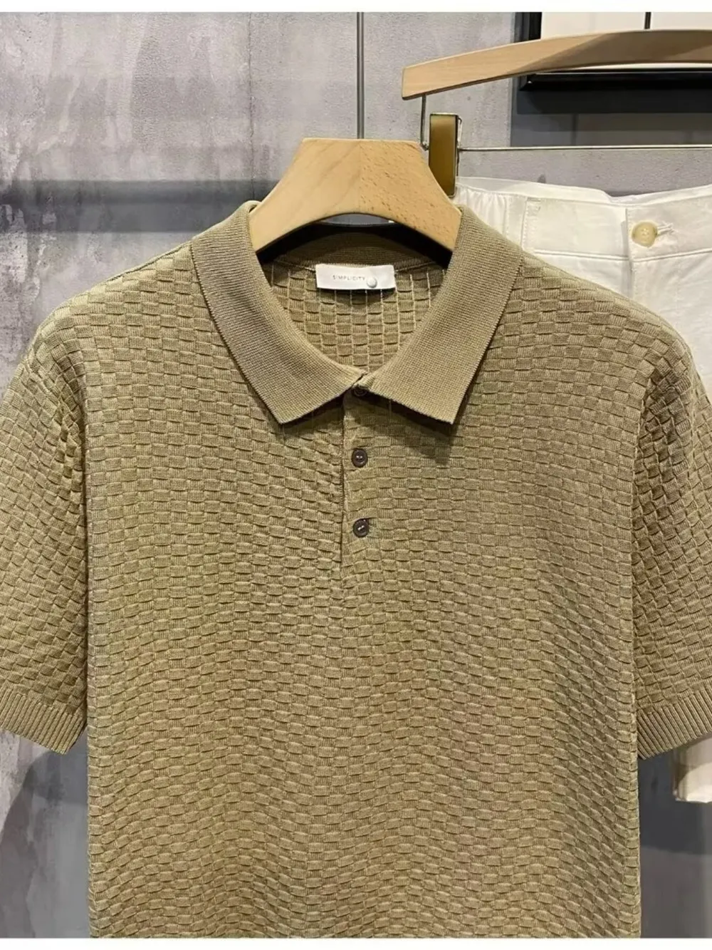 Men's Full Size Classic Textured Knit Polo Shirt Plus Size, image 6