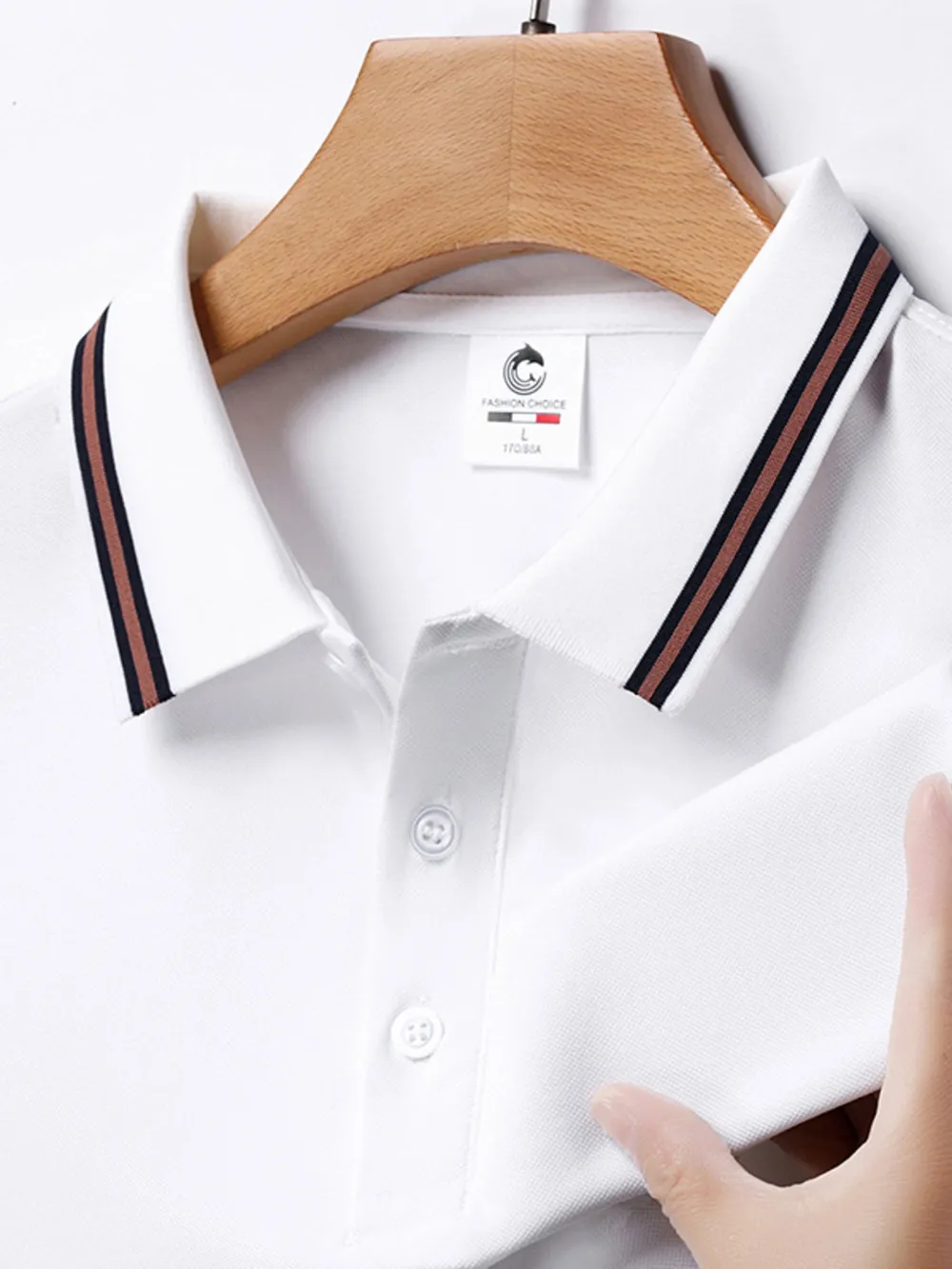Men's Plus Size Classic Striped Collar Polo Shirt, image 4