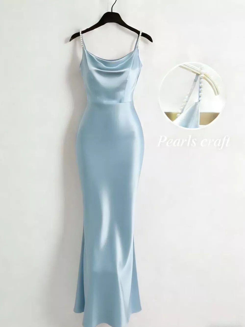 Pearl Strap Cowl Neck Satin Maxi Dress, image 6