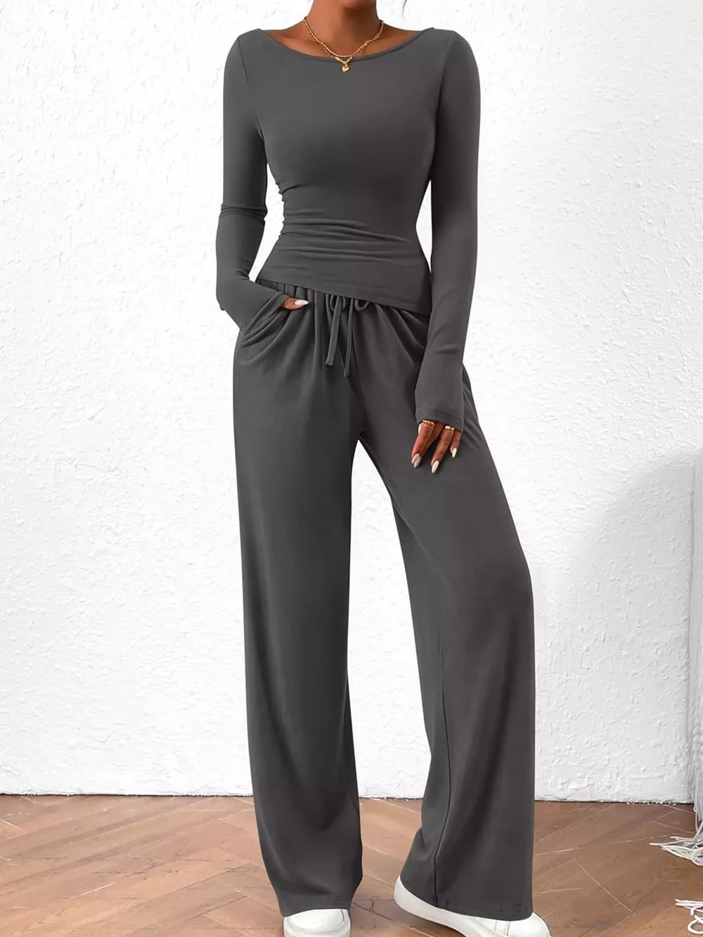 Long Sleeve Top and Wide Leg Pants Set, image 27