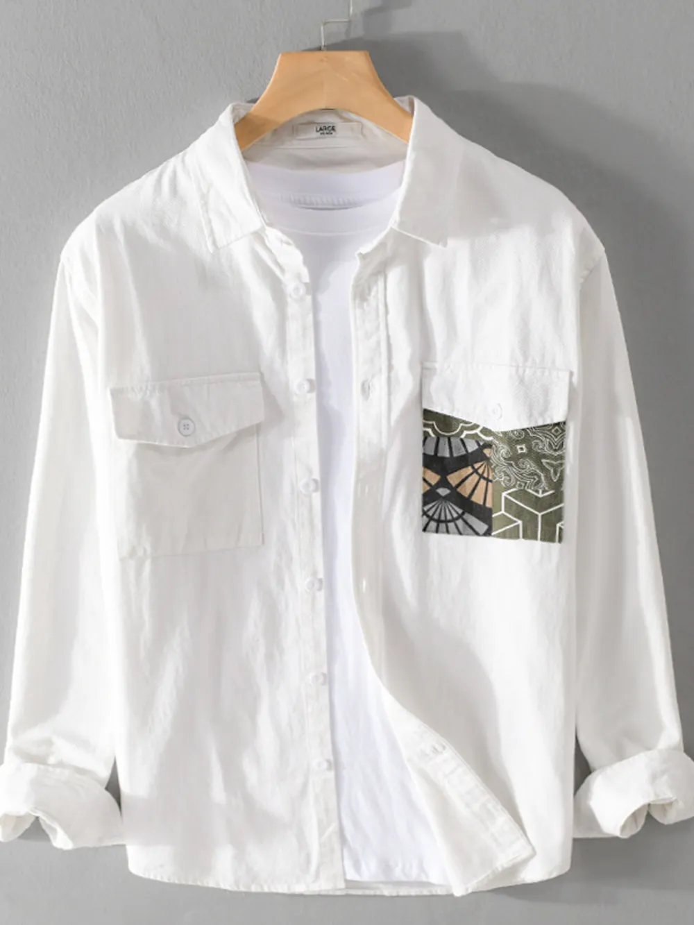 Men's Plus Size Button Up Long Sleeve Shirt, image 2
