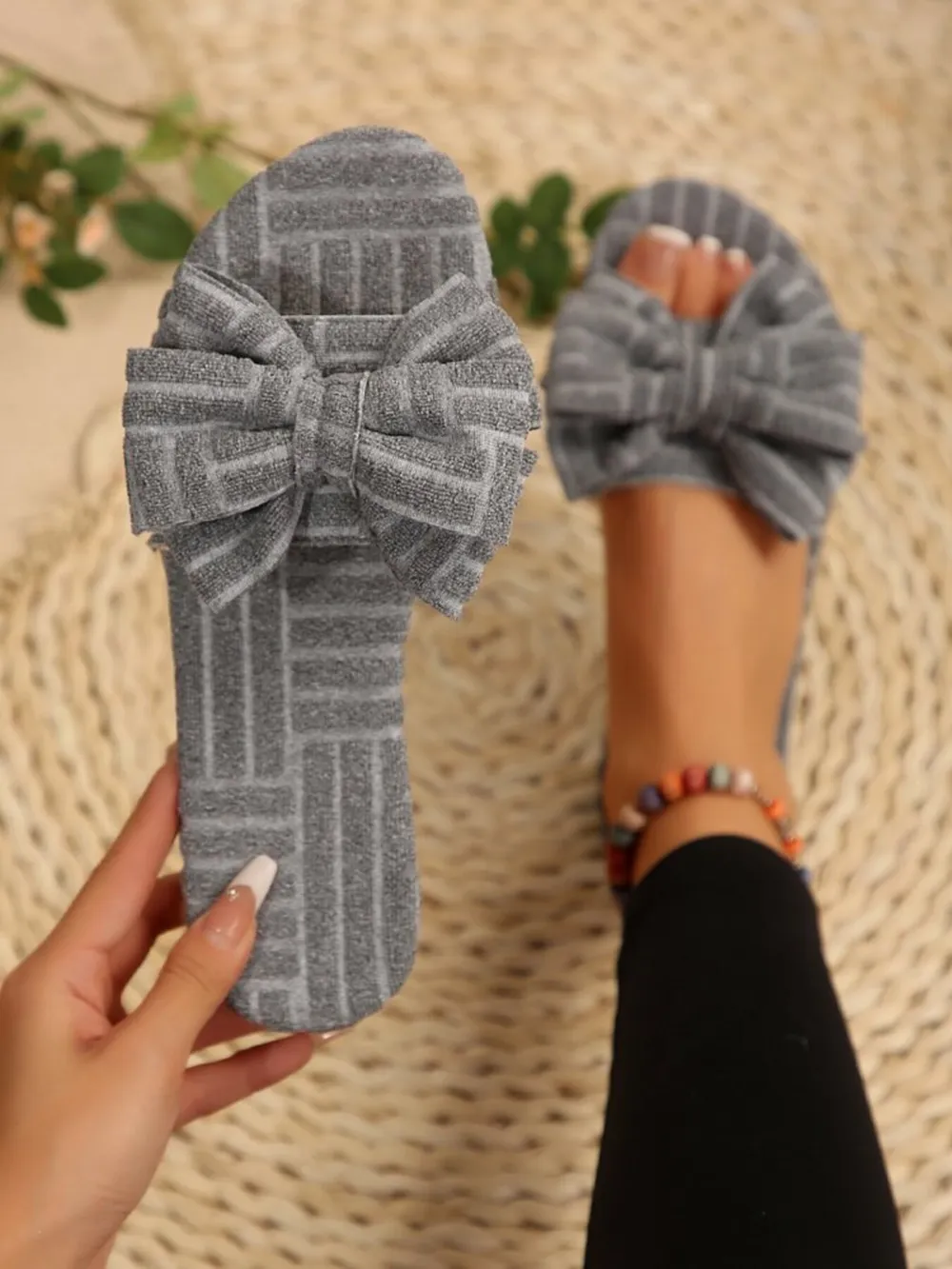 Bow Knot Open Toe Slippers, image 3