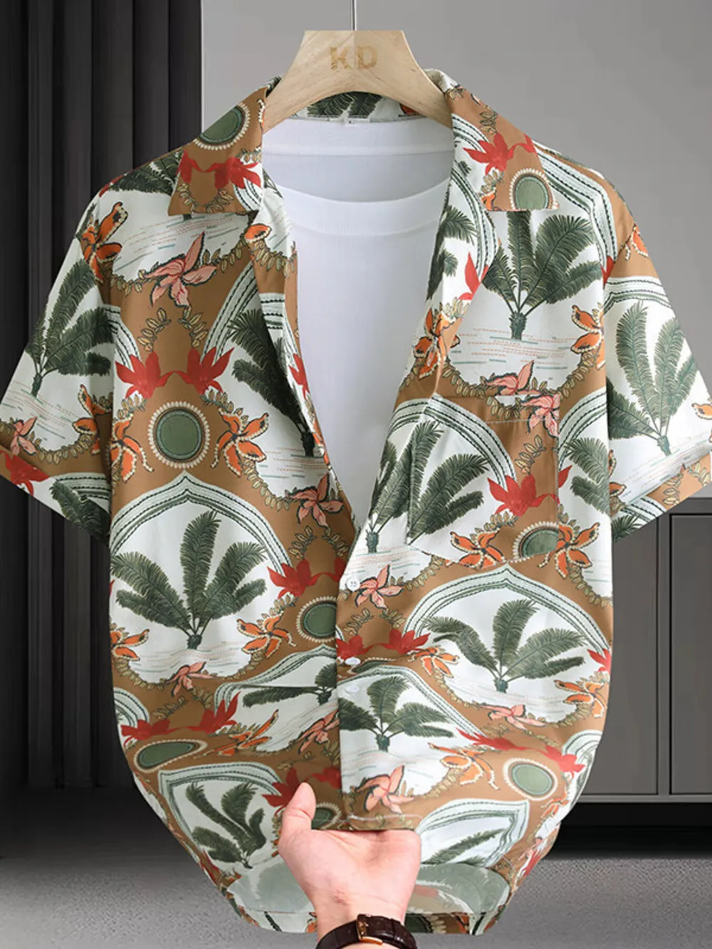 Men's Plus Size Printed Short Sleeve Casual Shirt, image 3