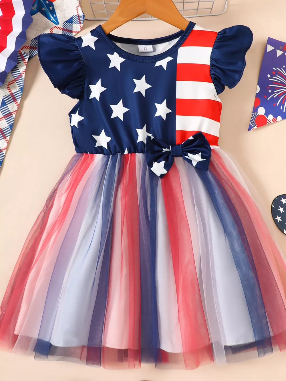 Children's Patriotic Star & Stripe Tulle Dress, image 2