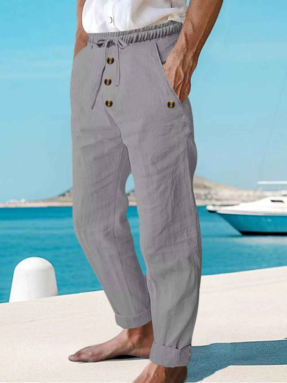 Men's Full Size Button-Fly Drawstring Pants Plus Size, image 6
