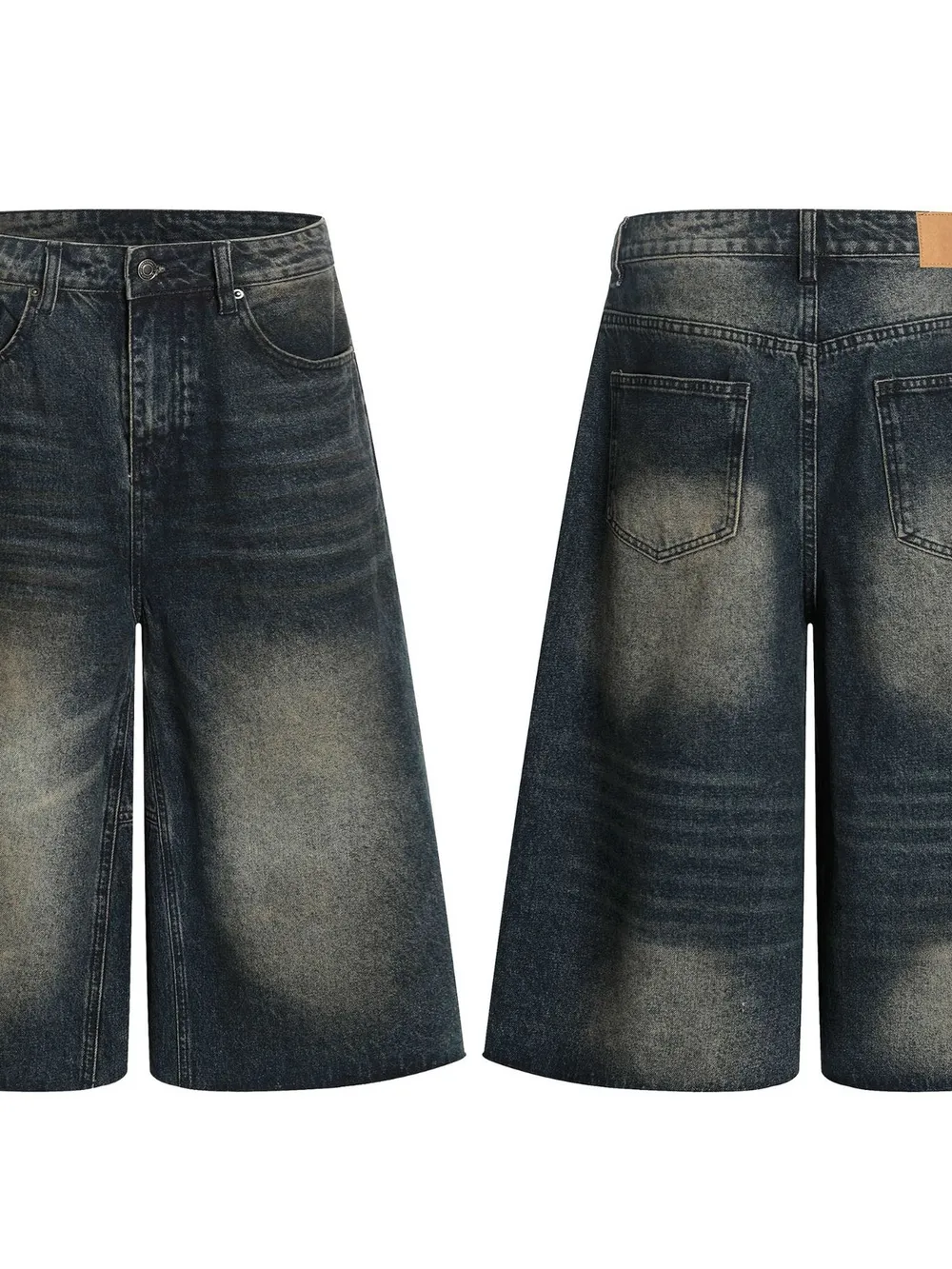Men's Vintage Wash Wide Leg Capris Jeans, image 4