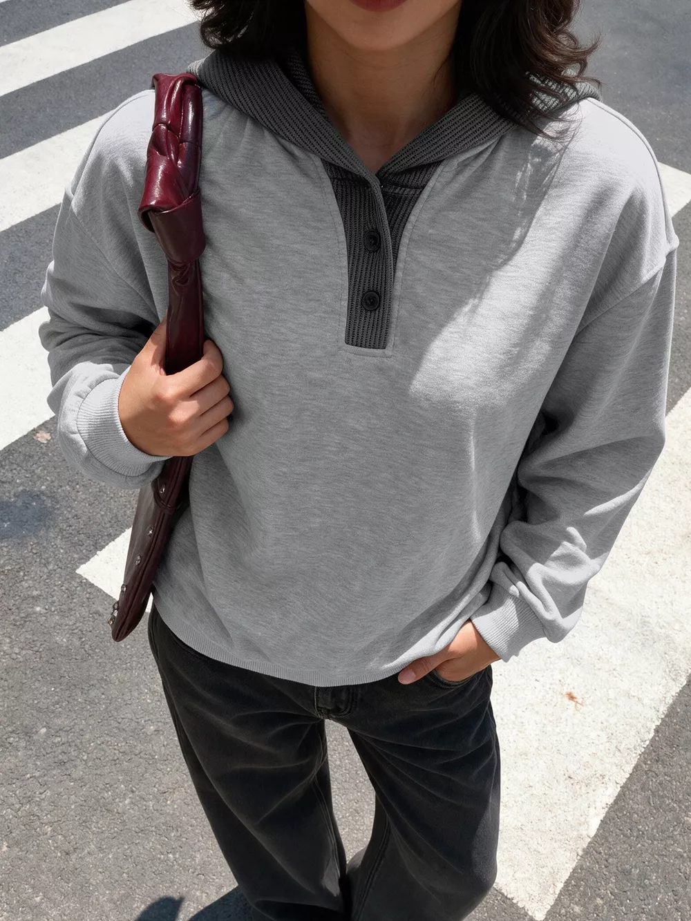 Dropped Shoulder Long Sleeve Hoodie, image 3