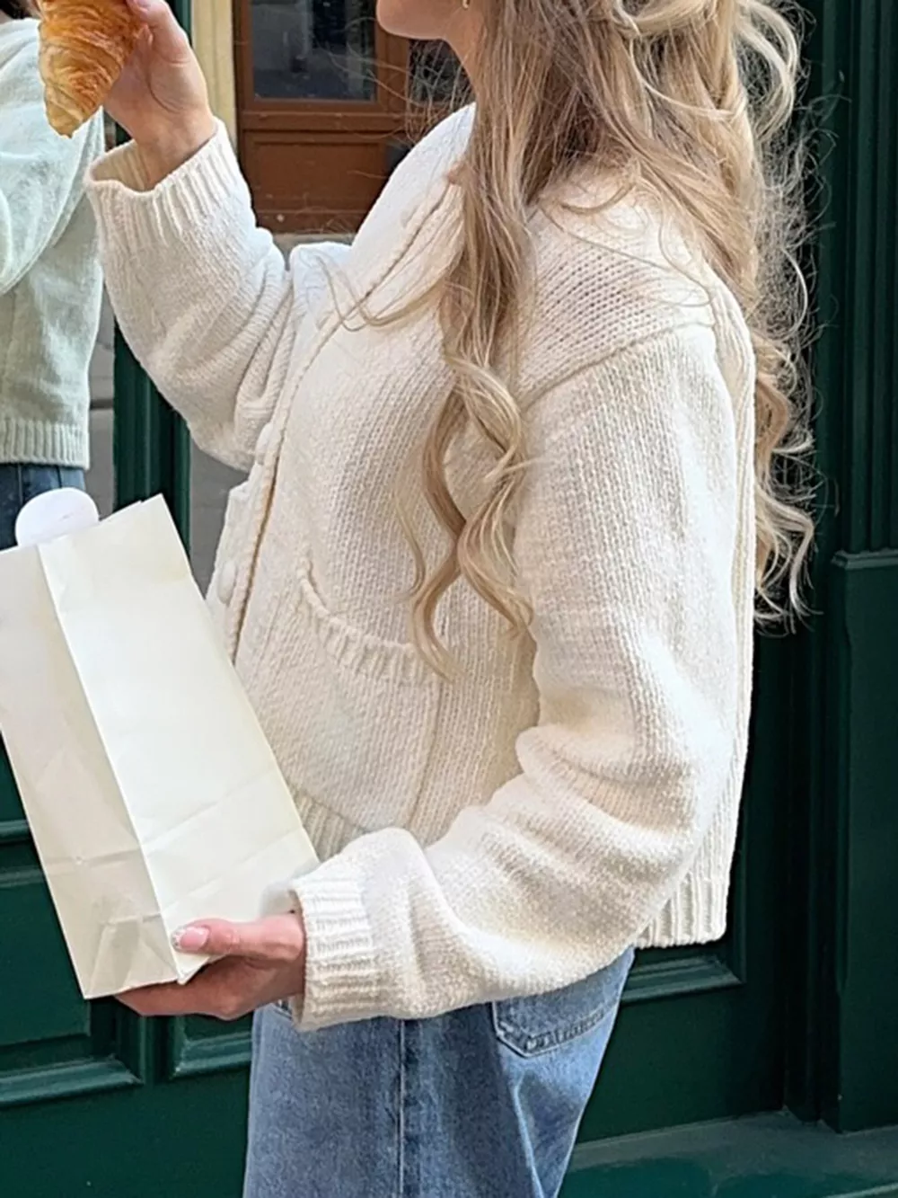 Textured Knit Button-Down Cardigan, image 5