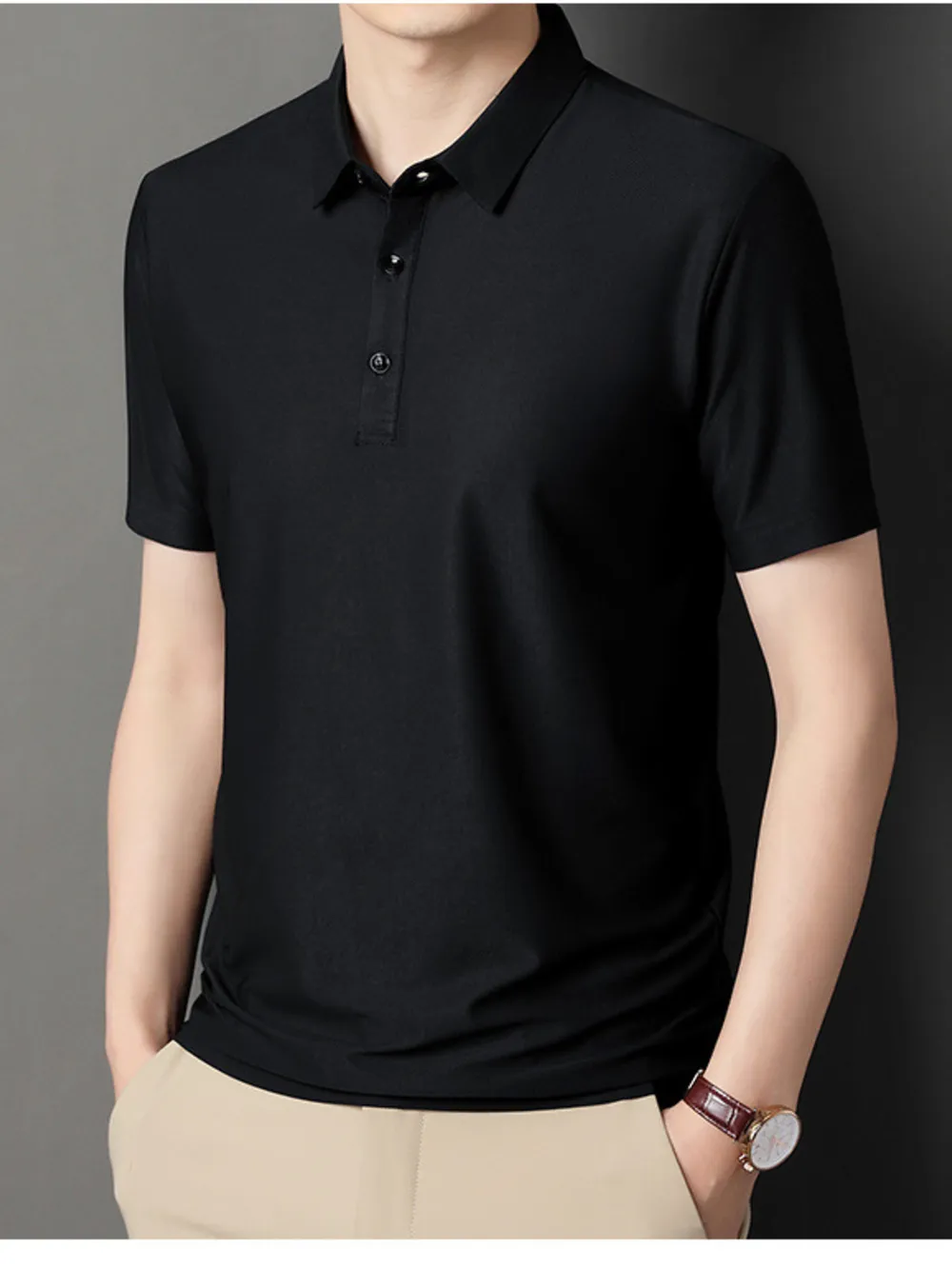 Men's Button Detail Short Sleeve Polo, image 3