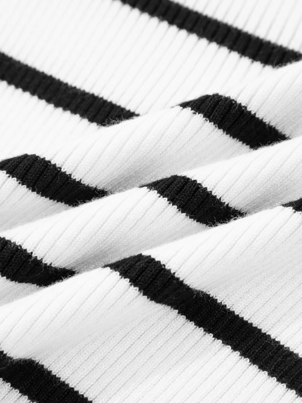 Scalloped Trim U Neck Striped Ribbed Slim Knit Top, image 8